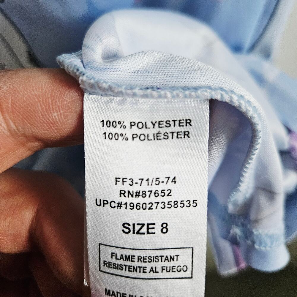 Disney Frozen Nightgown Pajama Dress Pastel Blue Elsa Anna Snowflake Size 8 - Picture 6 of 7